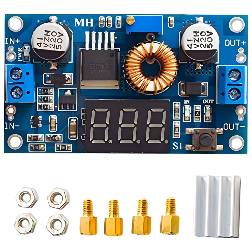 Voltmeter Heatsink Standoffs DC-DC Step Down 5A Adjustable New High Efficiency