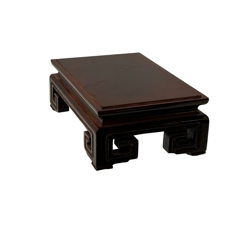 5.5" Brown Wood Rectangular Ru Yi Scroll Leg Display Stand Riser Easel ws4148A