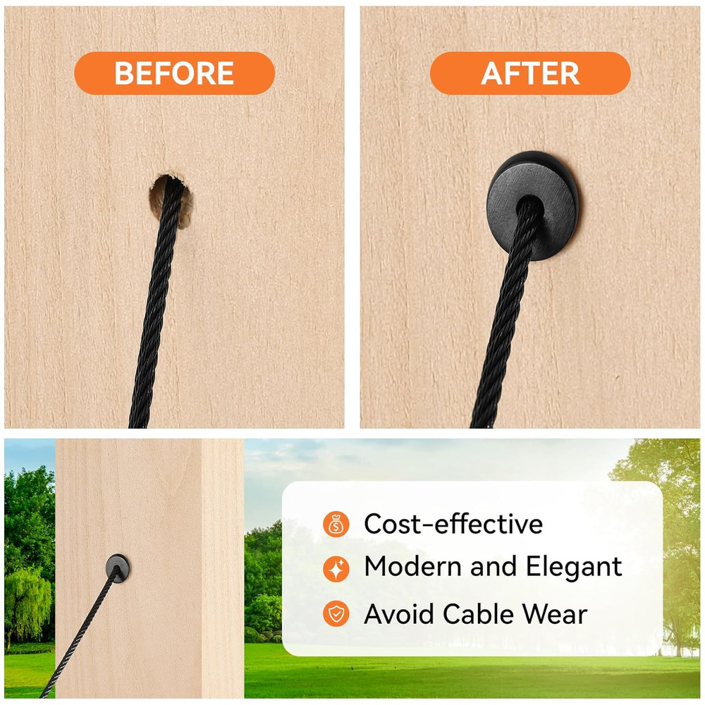 80 Pack Black Angle Beveled Protector Sleeves for Stair Cable Railing