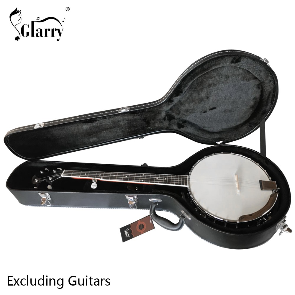 Leather Wood Banjos Case Black 5-String 6-String Microgroove Pattern