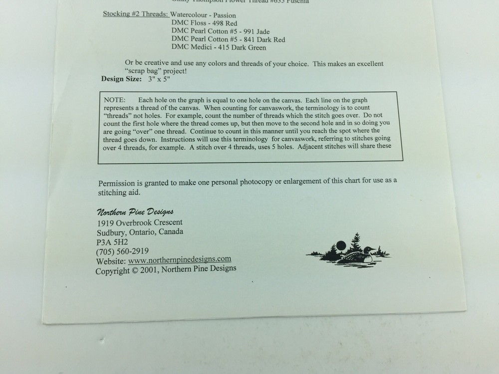 Northern Pine Design Christmas Stocking Needlepoint Pattern