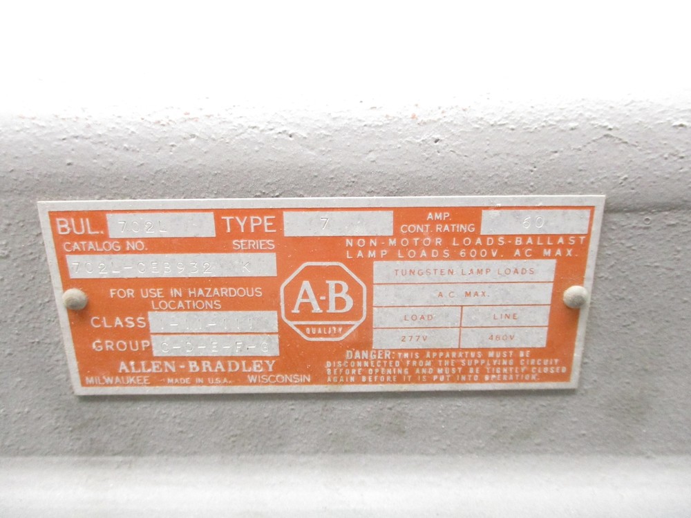 ALLEN BRADLEY 702L-CEB932 SER. K UNMP