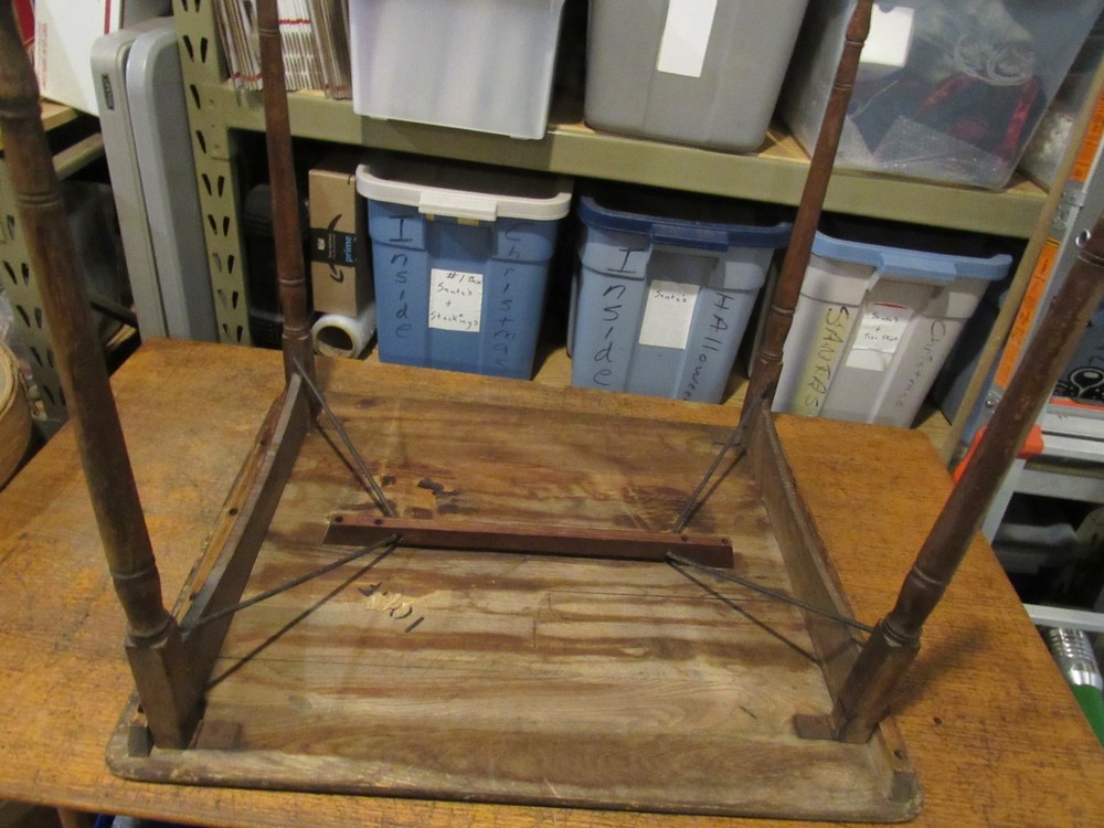 ANTIQUE ORIGINAL 1800's FOLDING CHESS CHECKERBOARD TABLE SOLID PLANK TOP