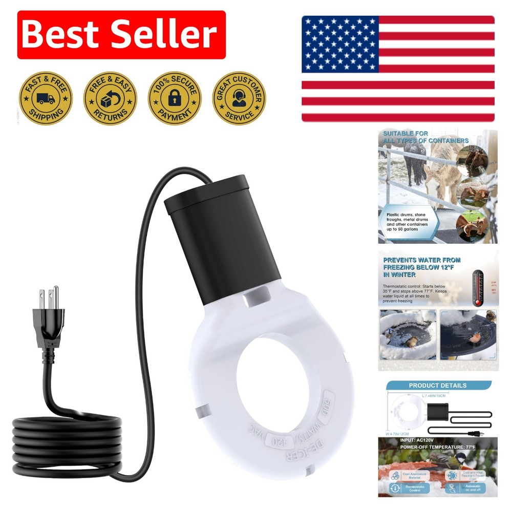 500W Automatic Thermostat De-Icer: Essential Winter Heater for Water Sources