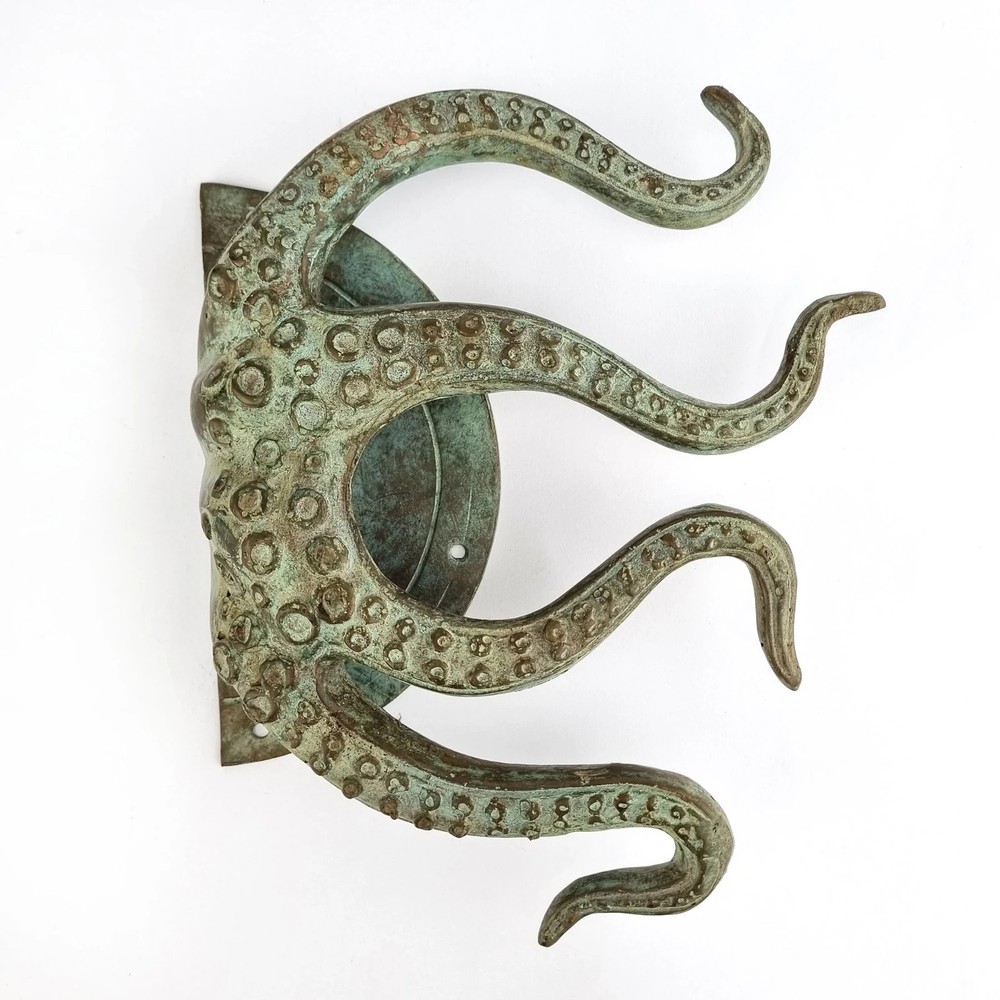 Rustic Solid Brass Octopus Tentacle Door Handle — Heavy, Hand‑Made GRAB PULL