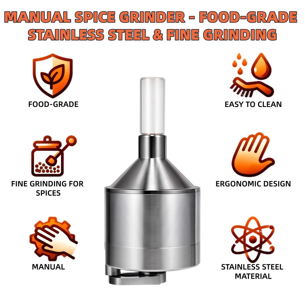 Silver Spice Grinder - Manual Spice Grinder for Home Kitchen Use