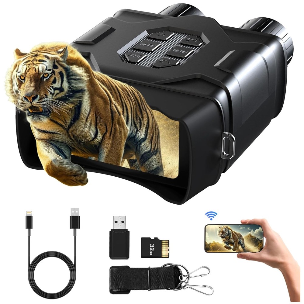 Crystal Clear Night Vision Binoculars with 52MP Photos & 984ft Range for Hunters