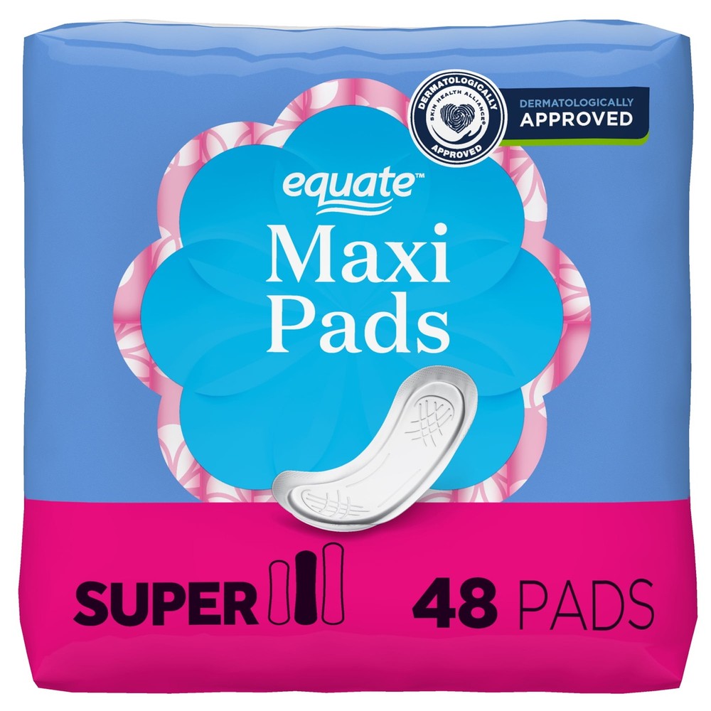 Equate Maxi Pads, Super Absorbency, Size 2, 48 Count