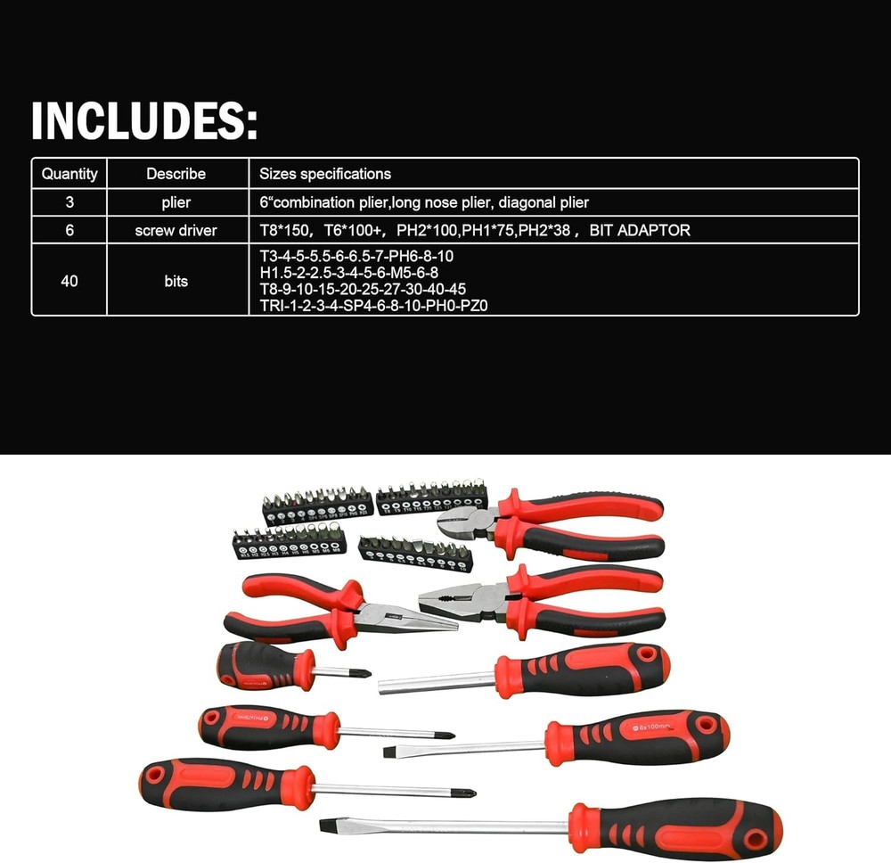 439 Piece Tool Set Mechanics Hand Tool Kit Sockets Wrenches W/ Storage Tool Box