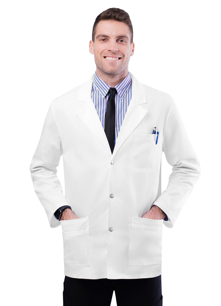 Adar Pop-Stretch Mens 31" Snap Front Lab Coat Very Comfortable