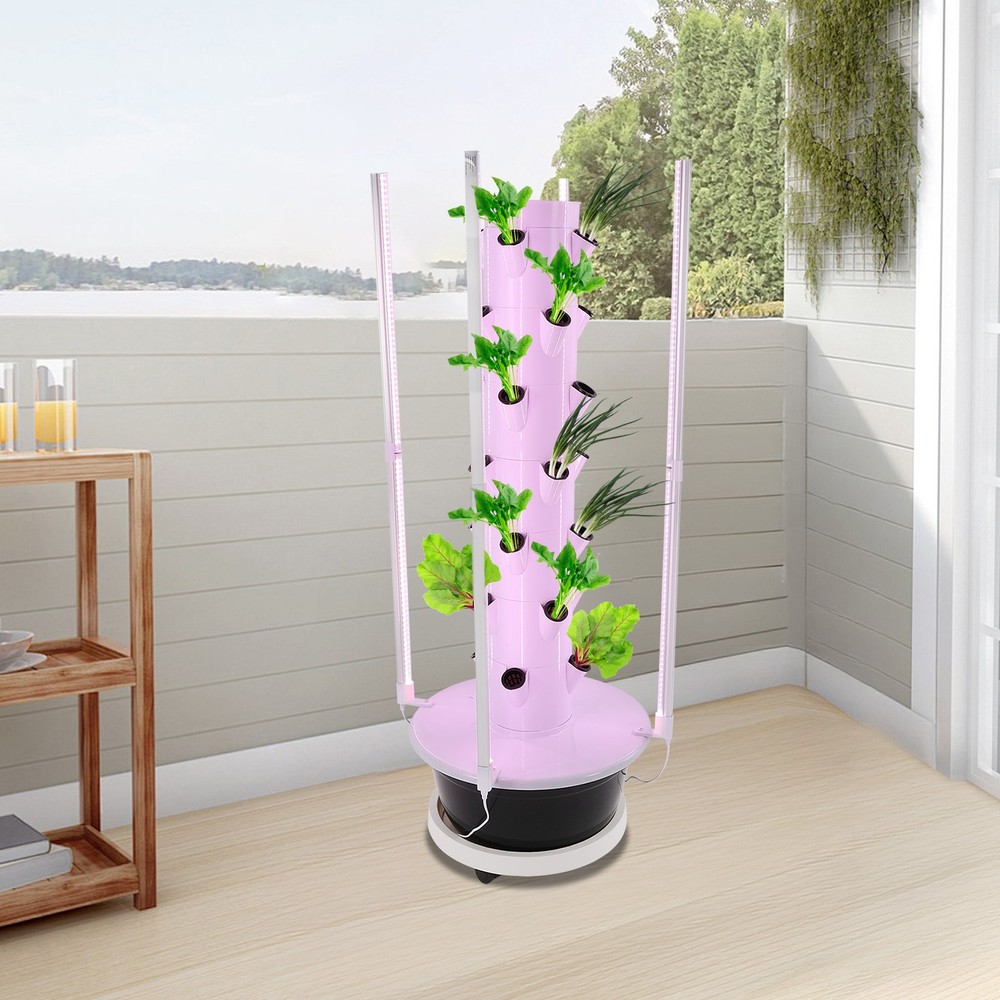 Vertical 28-Pots Hydroponics Tower Set Hydroponic Growing System Home Gardening