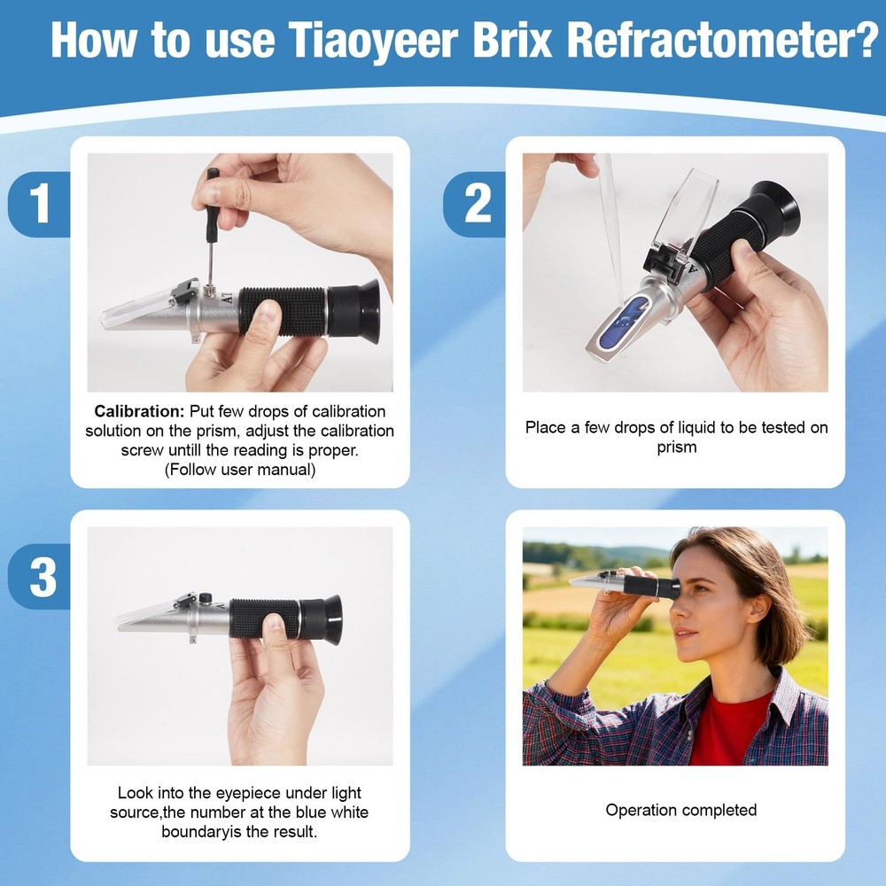 GYE Brix Refractometer with ATC, Dual Scale - Specific Gravity & Brix,...