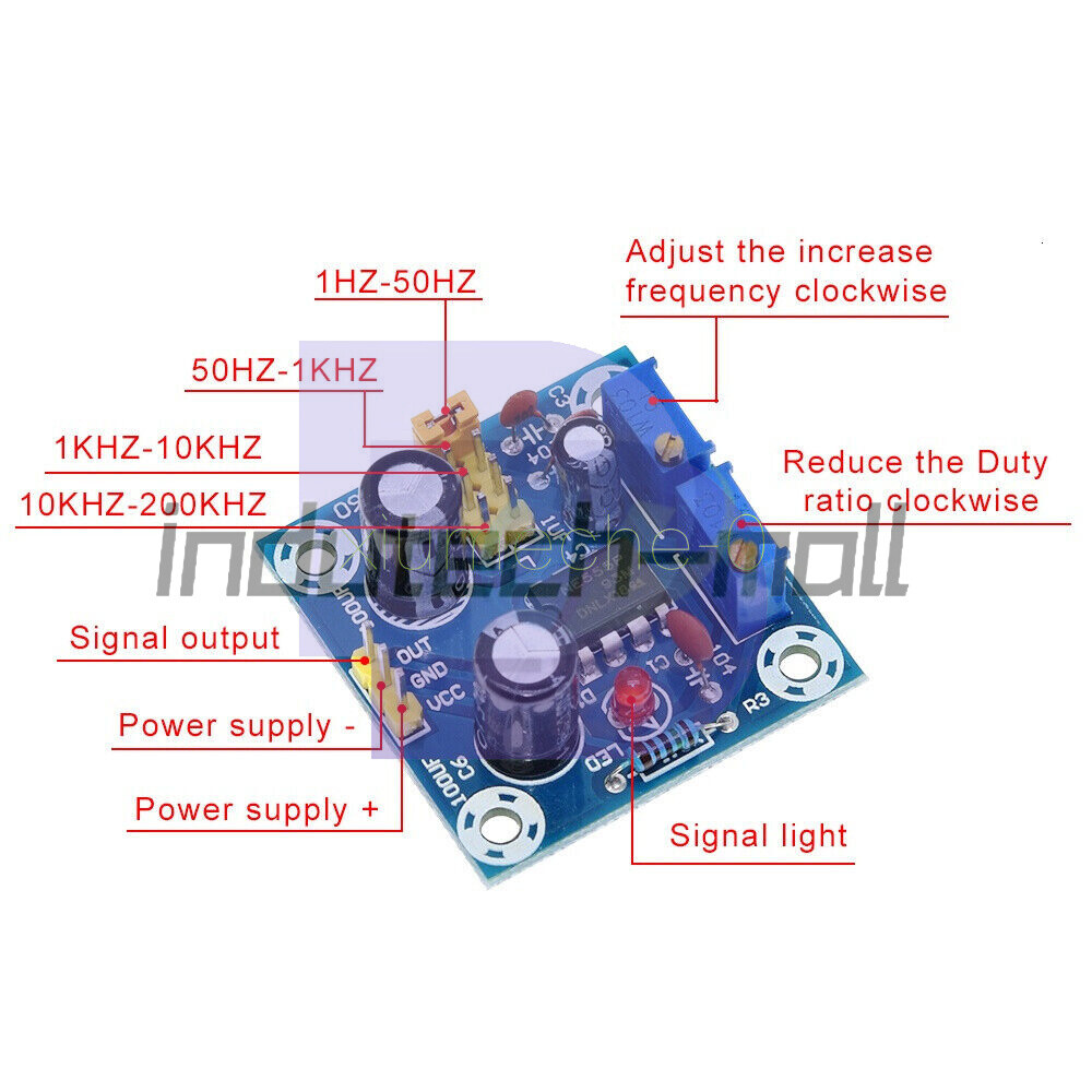 NE555 Duty Cycle and Frequency Adjustable Square Wave Module Board DIY Kit