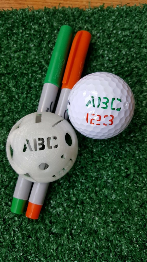 Golf Ball Stencil - Custom Initials, numbers plus 3 circles, 2 lines, 3 shapes.