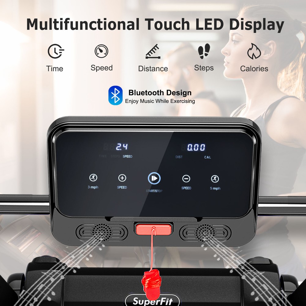 Superfit Folding 2.25HP Electric Treadmill Running Machine APP Control Bluetooth