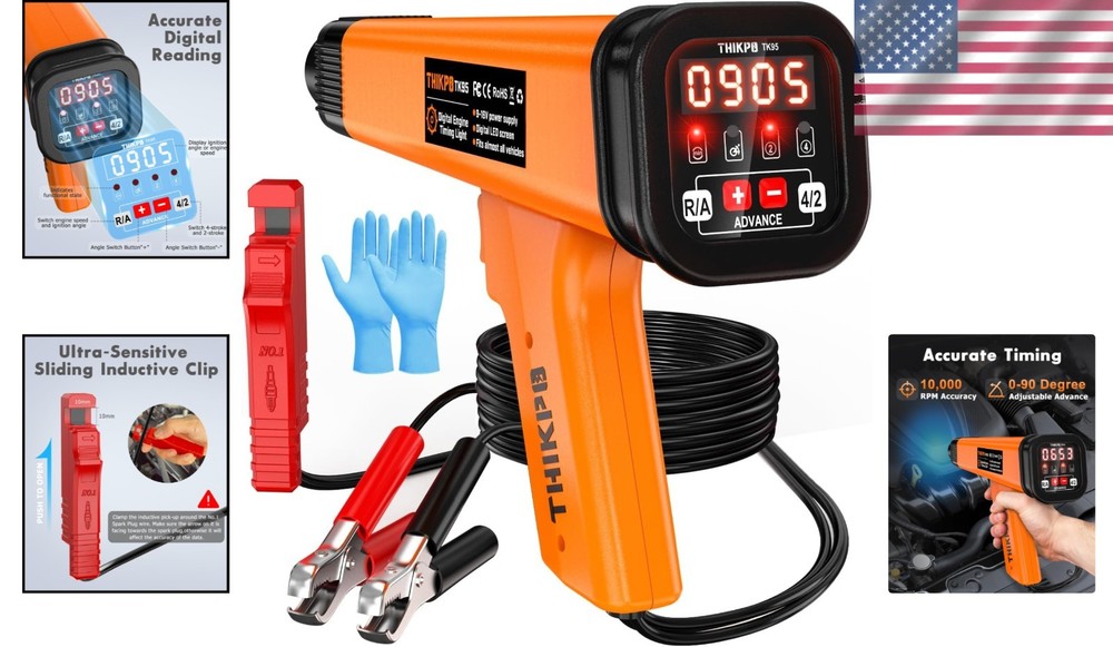 Digital Timing Light 12V Inductive Ignition Gun Tachometer Pro Performance