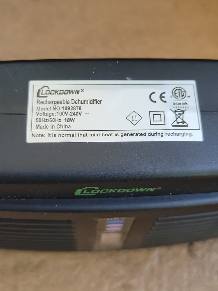 Rechargeable Dehumidifier Black Compact Design Eliminates Humidity 1092878
