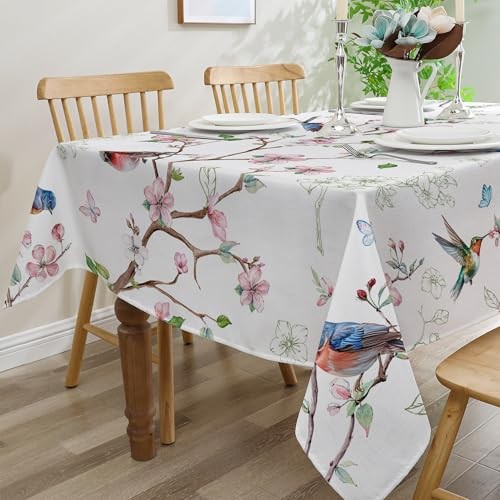 Spring Tablecloth 60x120 for Recatangle 120" x 60" (Rectangular) Floral Bird