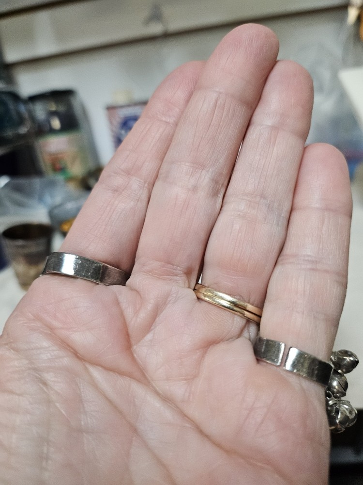 Sterling Silver Adjustable Toe & Finger Ring, chain connected.