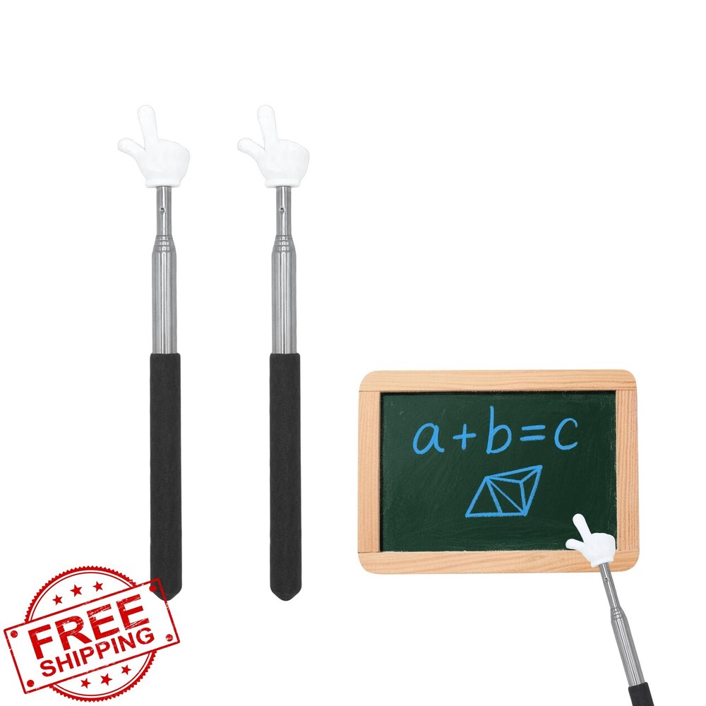 2pc Retractable Teacher Pointer Stick Black Extendable