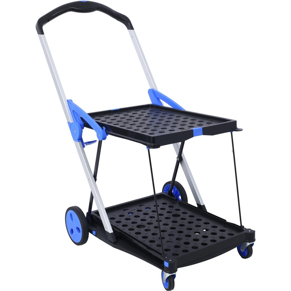 Collapsible Utility Cart Multi Use 2-Tier with Baskets Blue