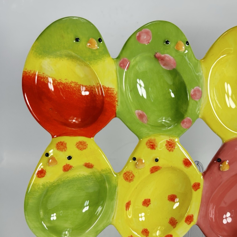 Department 56 Chicks Chicken Ceramic Deviled Egg Plate ~ Holds 12 Deviled Eggs