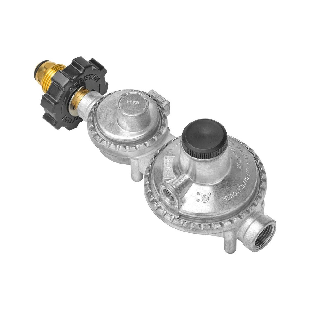 only fire Horizontal Two Stage Propane Regulator with POL, Silver