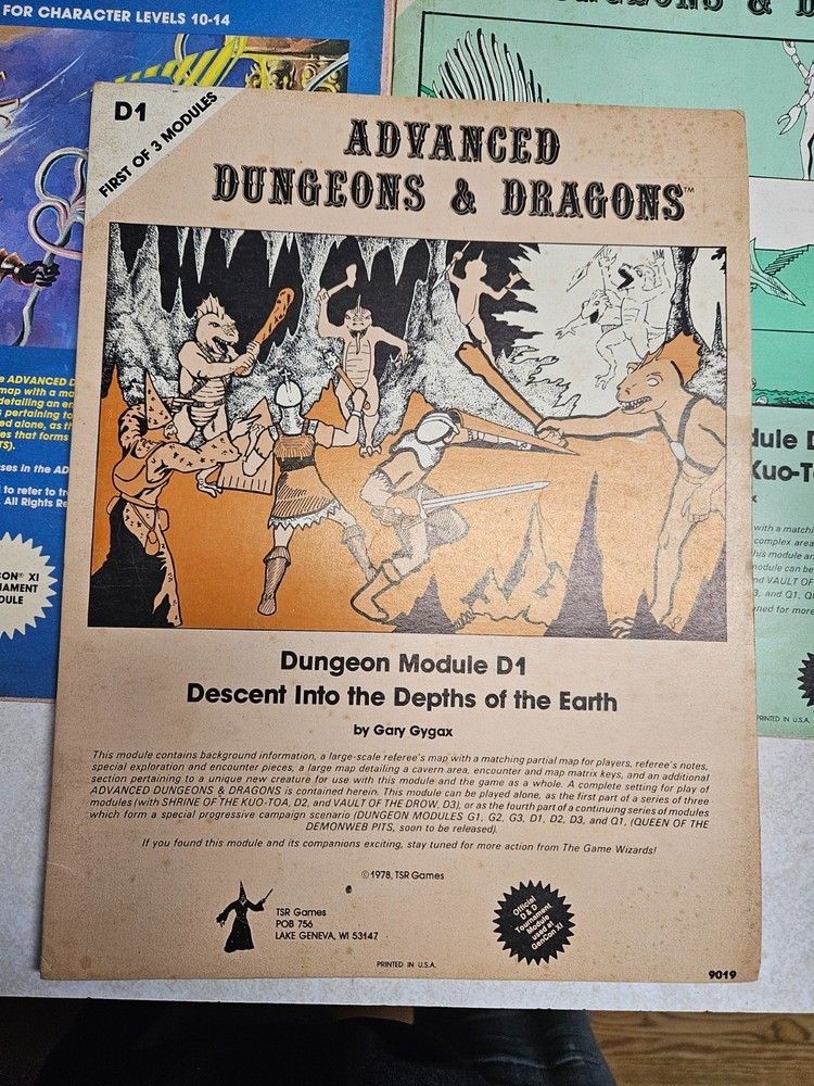ADVANCED DUNGEONS & DRAGONS DUNGEON MODULE D1 D2 D3 COMPLETE MODULE SET TSR 1978