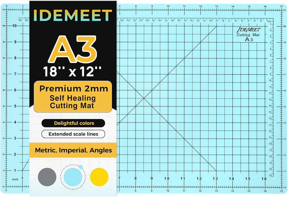Premium Self Healing Cutting Mat Non Slip Double Sided Grid Gray