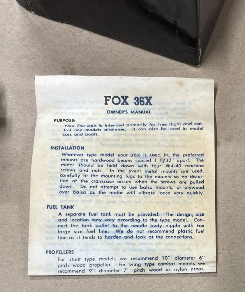 Vintage FOX .35x Model Airplane Engine