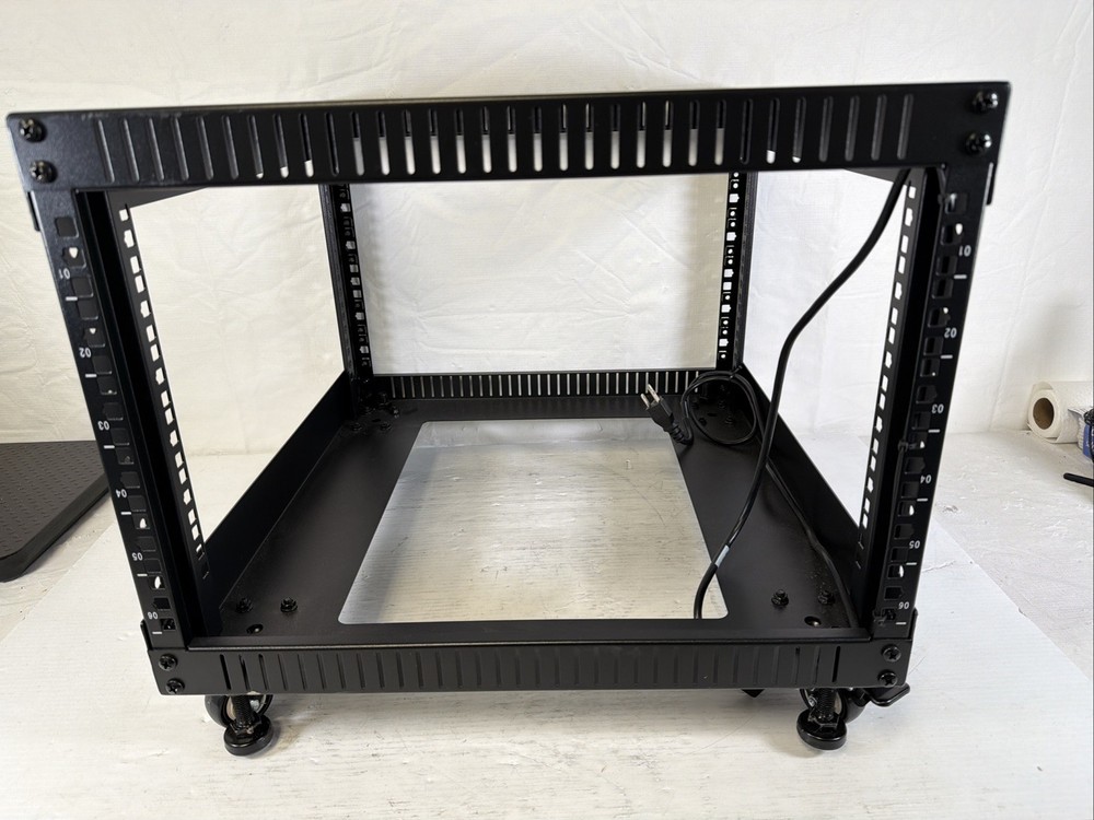 RIVECO 6U Open Frame Server Rack with Wheels- Heavy Duty 4 Post Quick Assembly