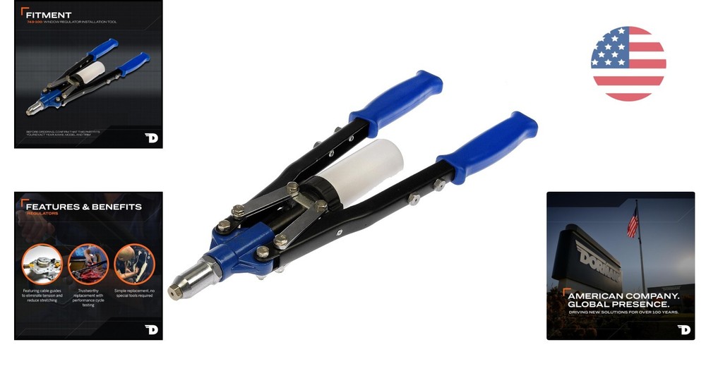 Professional Hand Rivet Gun for Window Regulator Installation, Includes Rivets
