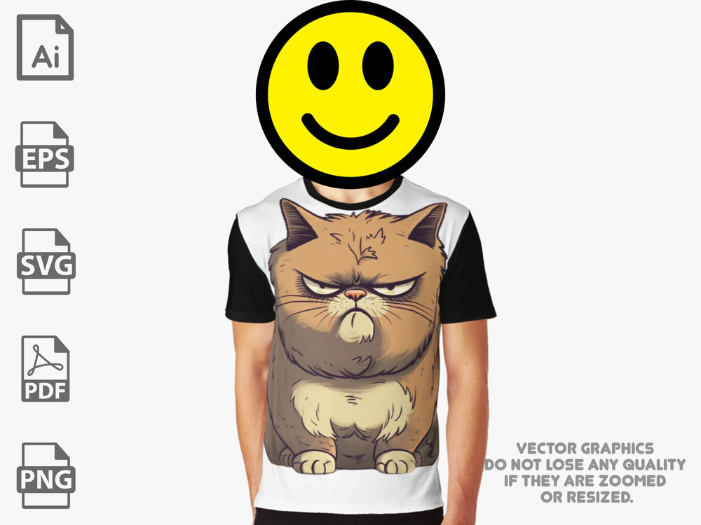 Angry Cat Vector | Cat vector | Angry Cat svg | Grumpy svg | Grumpy Cat