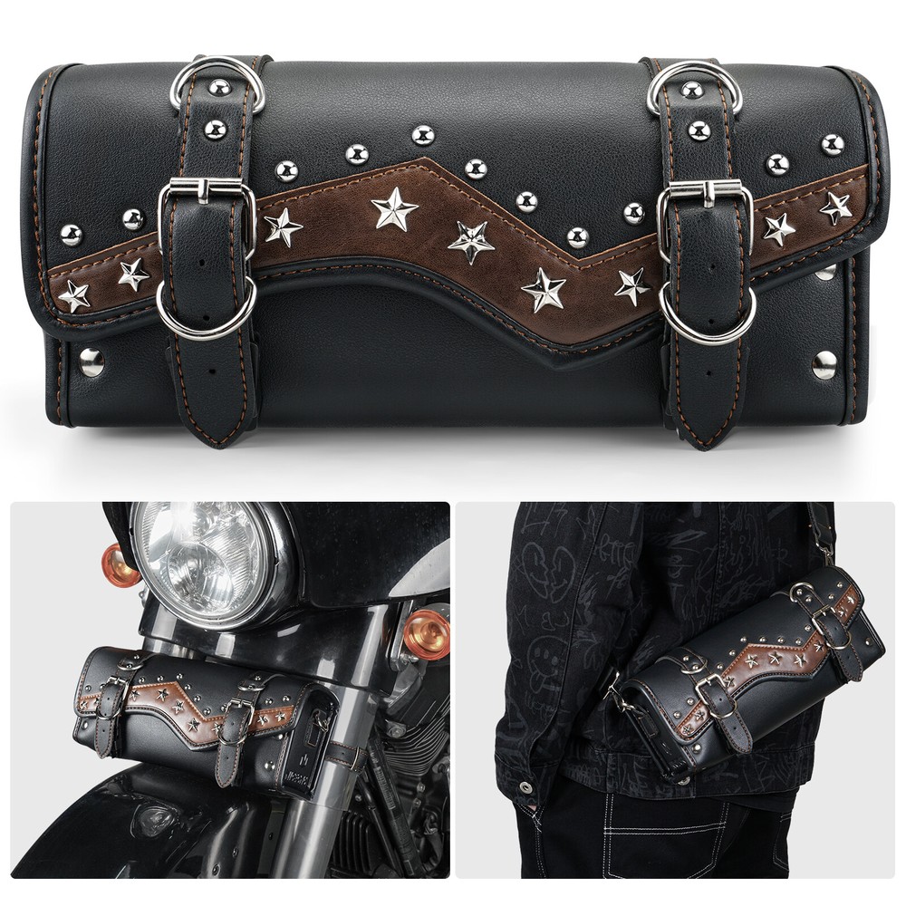 Motorcycle Front Fork Tool Bag Handlebar Pouch For Harley Dyna Super Glide