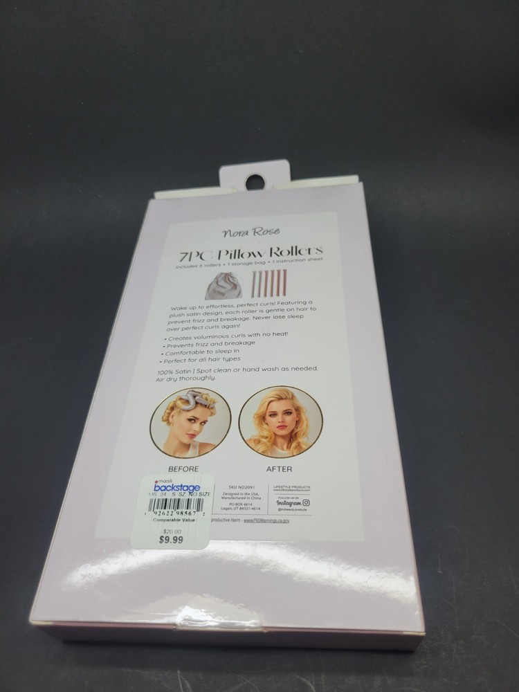 Nora Rose 7 Piece Pillow Rollers - 6 Rollers And 1 Bag **OPEN BOX**