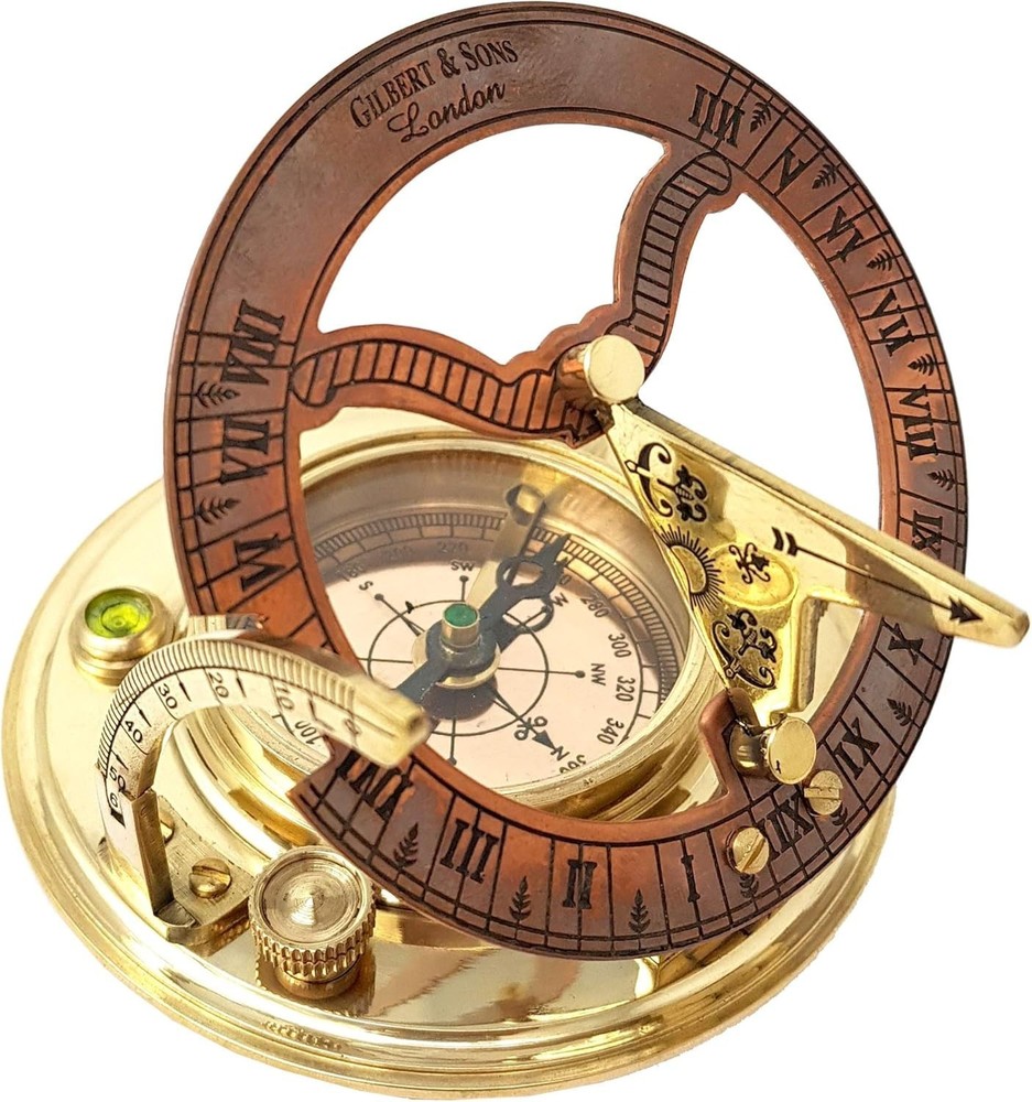 Brass & Copper Tabletop Sundial Compass==