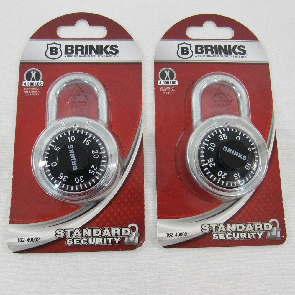2- Brinks Padlock Standard Security 3 Dial Combination Lock #162-49002
