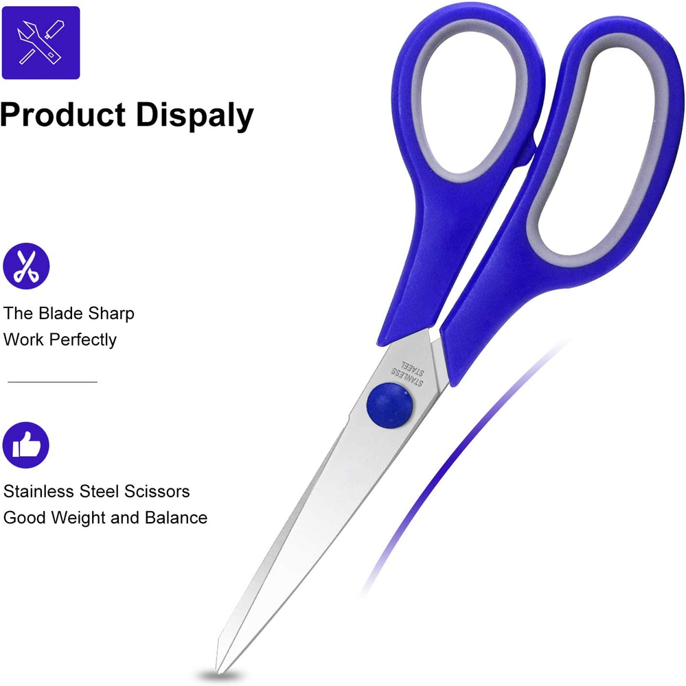 Scissors Bulk 24-Pack, 8" Multipurpose Sharp Scissors for School Office Home，Al