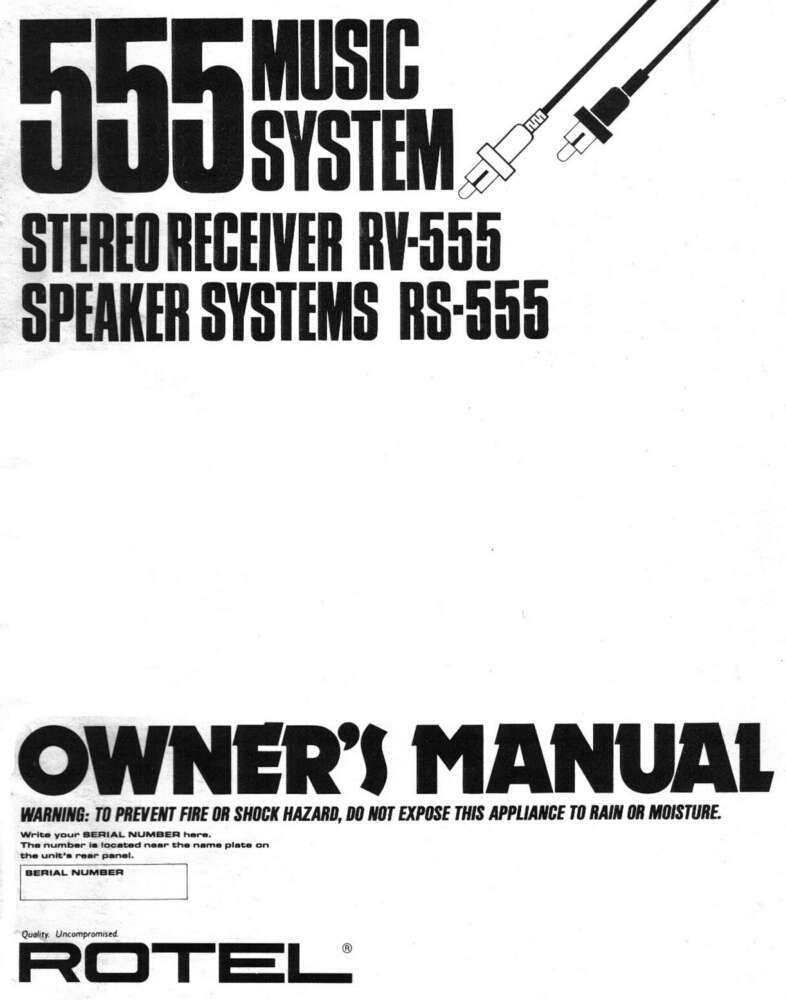 Rotel RS-555 Receiver Owners Manual