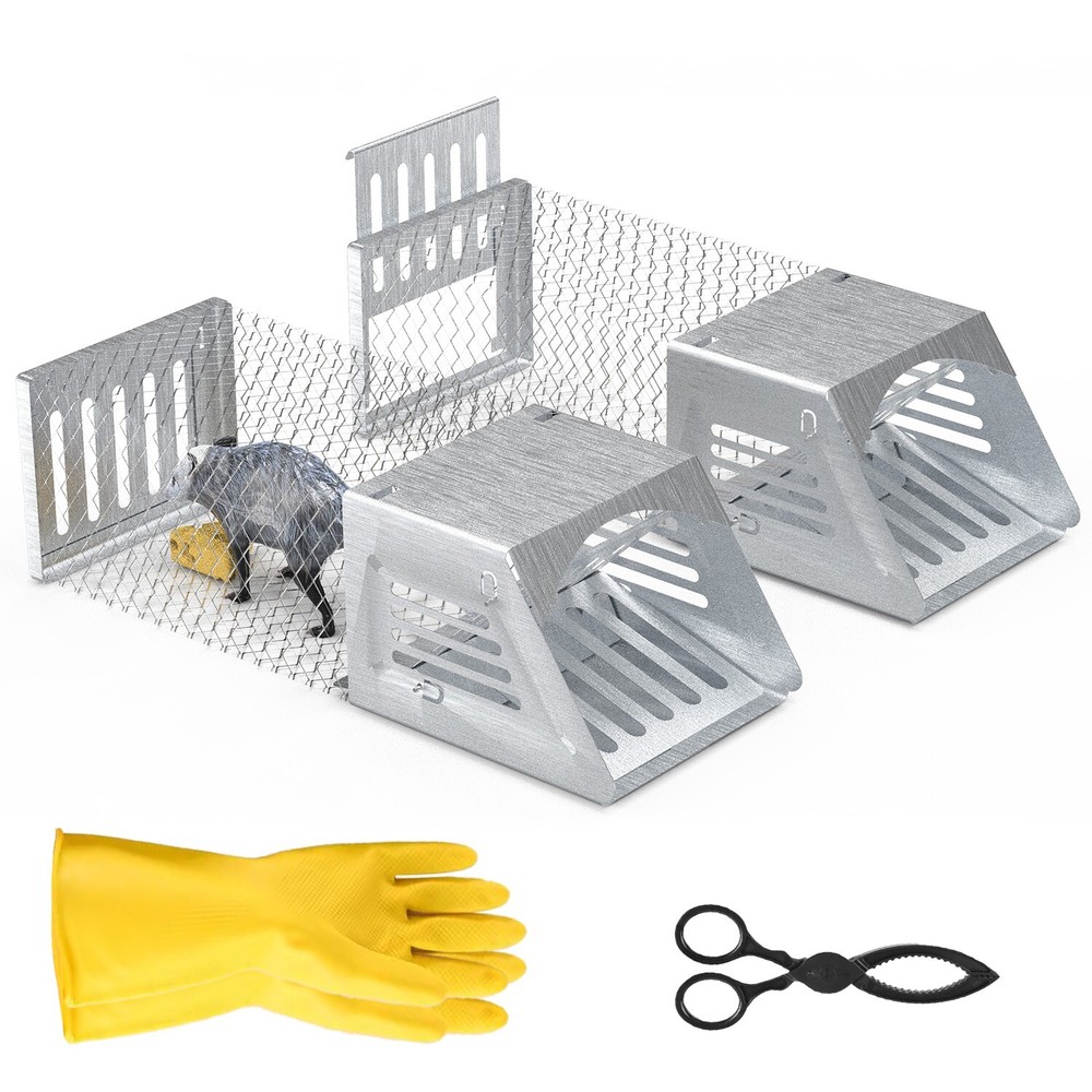 2 Pack Humane Mouse Traps Live Catch and Release Reusable Galvanized Iron Cages