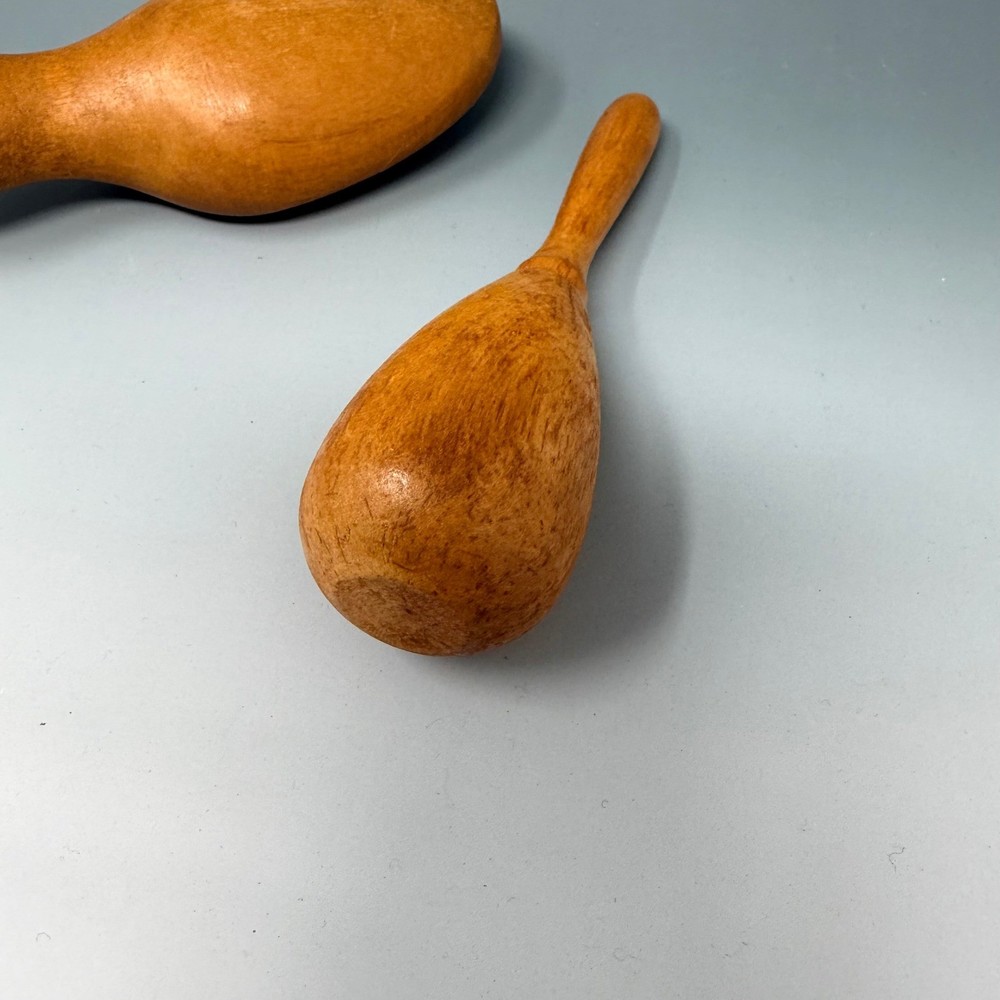 Vintage Wooden Darning Egg Set 2pc Sock Sewing Tools Handle Primitive Wood