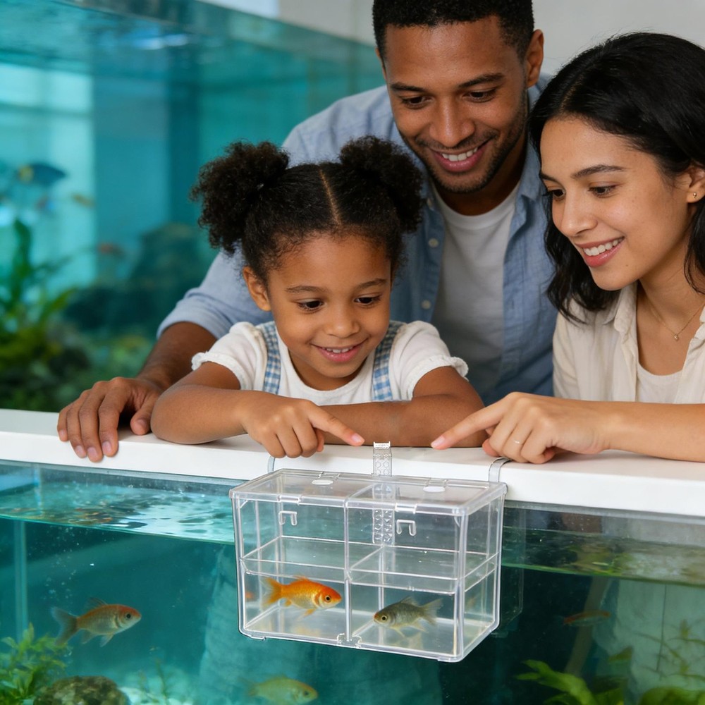 Aquarium Breeder Box Transparent Hatching Container Double-Chamber
