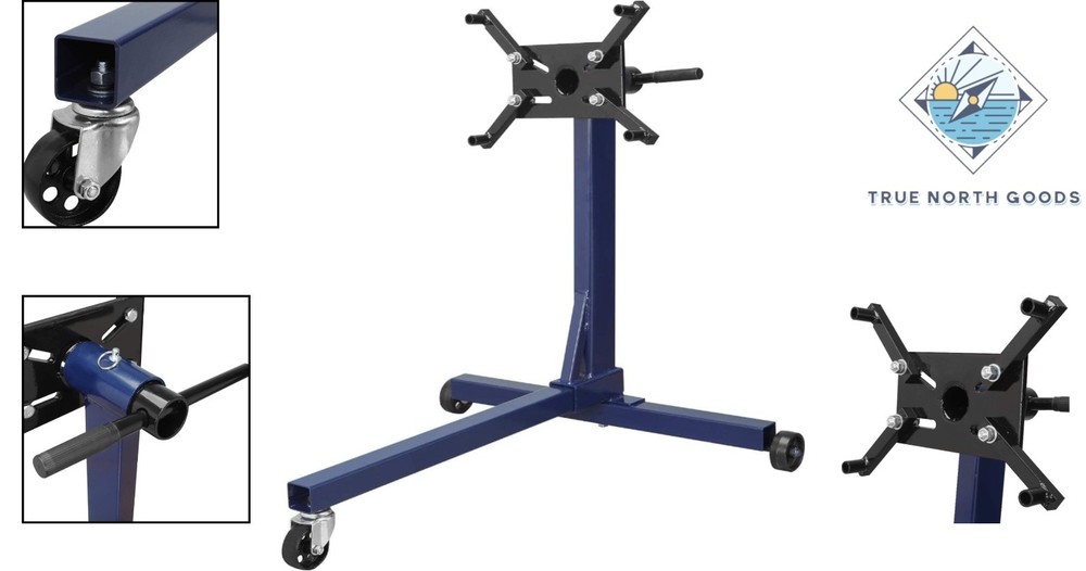 Durable Engine Stand - 750 lb Capacity with Smooth Roll Casters & 360 Rotation