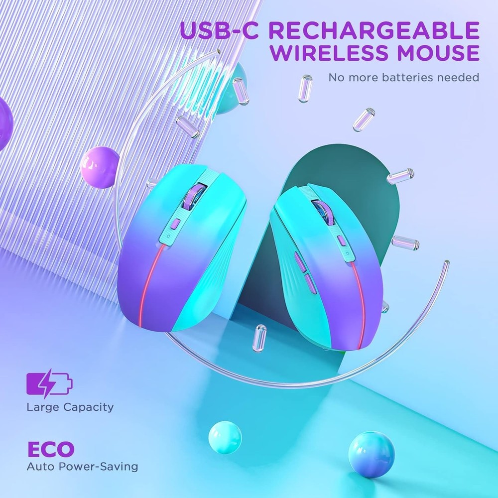 Bluetooth Wireless Mouse, Rechargeable Slient Multi-Device Computer Mice (Tri-Mo