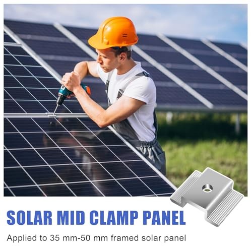 42 Pack Solar Panel Mid Clamps, Solar Panel Clamps Bulk, Solar Panel Bracket