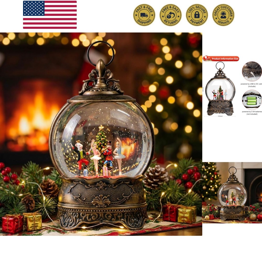 Christmas Snow Globe Lantern, Nutcracker and King Mouse Ballet Decorations, M...