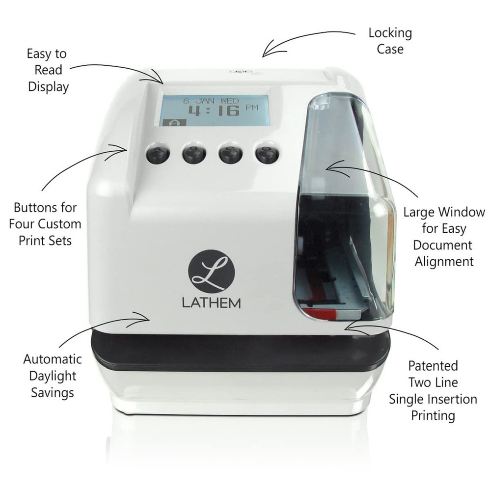 Lathem LT5000 Electronic Multi-Line Date and Numbering Document Stamp Time Cl...