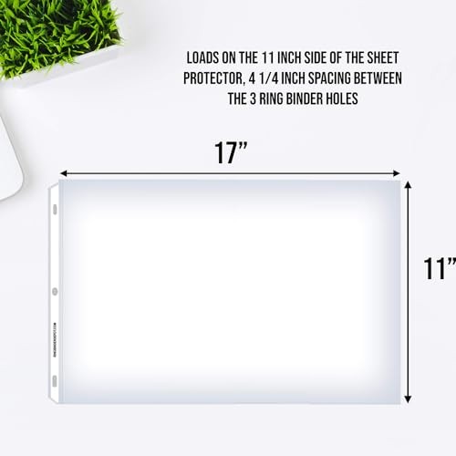 11 x 17 Sheet Protectors, Landscape View, 25 Pack, Side Loading, Protect,