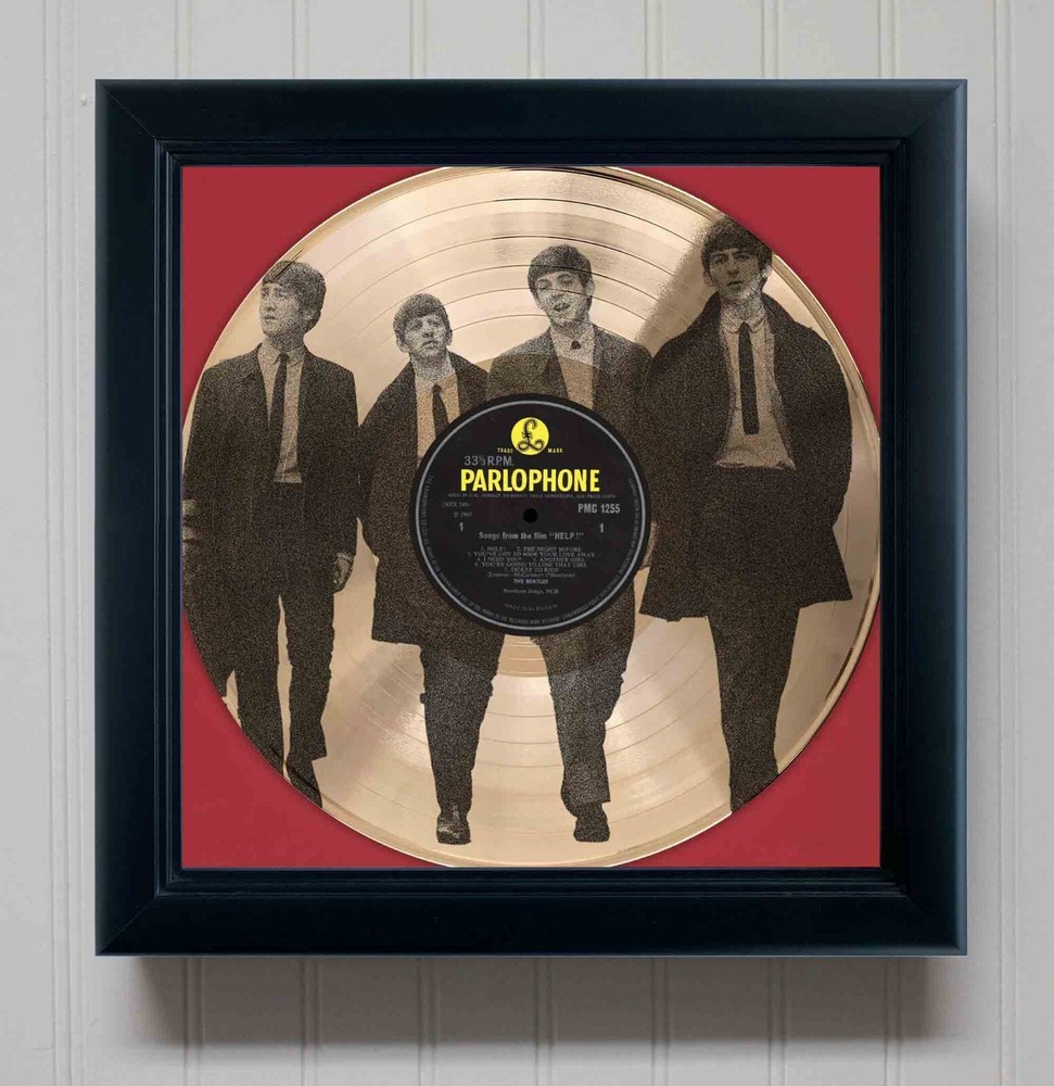 Beatles HELP Framed Gold Etched LP Shadowbox