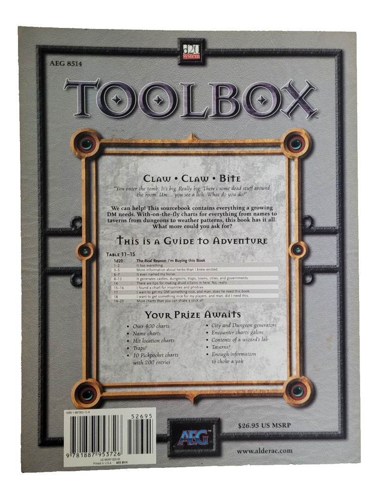 Dungeons & Dragons Toolbox Sourcebook for Dungeon Masters Softcover AEG